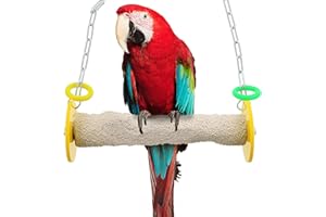 Sweet Feet and Beak Roll Bird Swing - Perch Bird Toys Trims Nails and Beaks, Safe and Non-Toxic Bird Cage Accessories for Small and Large Birds, Swinging Toys Birds Will Love, XL 11 Inches