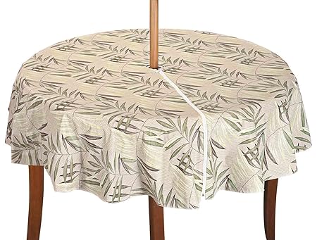 Patio Table Cover With Zipper Fern Design 70 Round Amazon Co