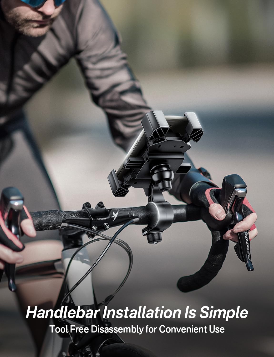 Delobon Bike Phone Holder Handlebar,Motorcycle Phone Mount,ATV Cell Phone Clamp,Scooter Phone Clip for iPhone 15 Pro Max14 13 12plus, Samsung S24Ultra S23 and More 4.7