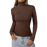 REORIA Women's Basic Long Sleeve Thermal Shirts Mock Turtle Neck Soft Lined Winter Layering Warm Slim Fit Underwear Tops 2025