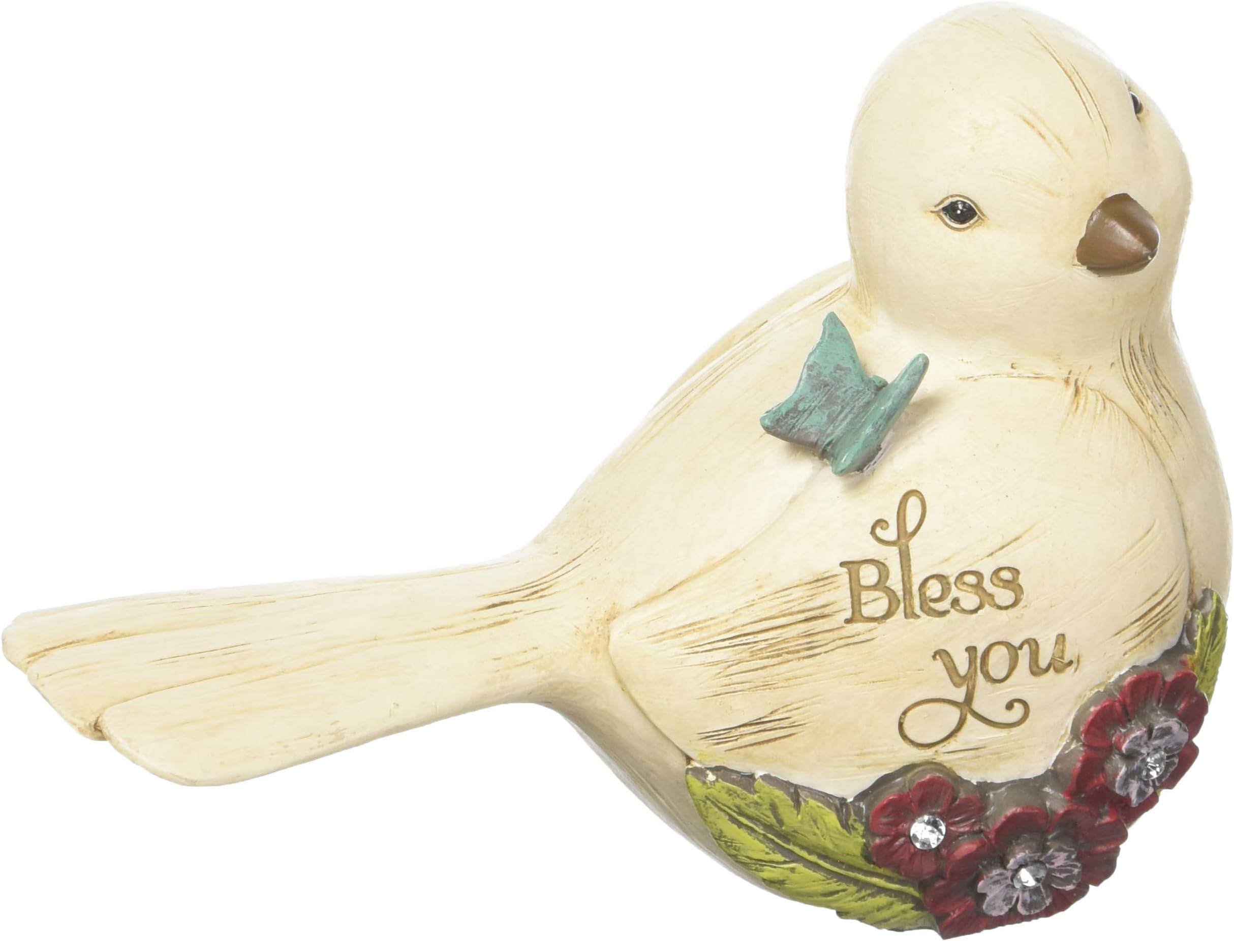 Pavilion Gift Company Bless You Floral Butterfly Bird Figurine