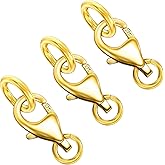 Qulltk 18k Gold Filled 925 Sterling Silver Lobster Clasp with Closed Jump Rings,Necklace Clasps and Closures Lobster Claw Clasp Suitable for Jewelry Making Findings and Bracelets