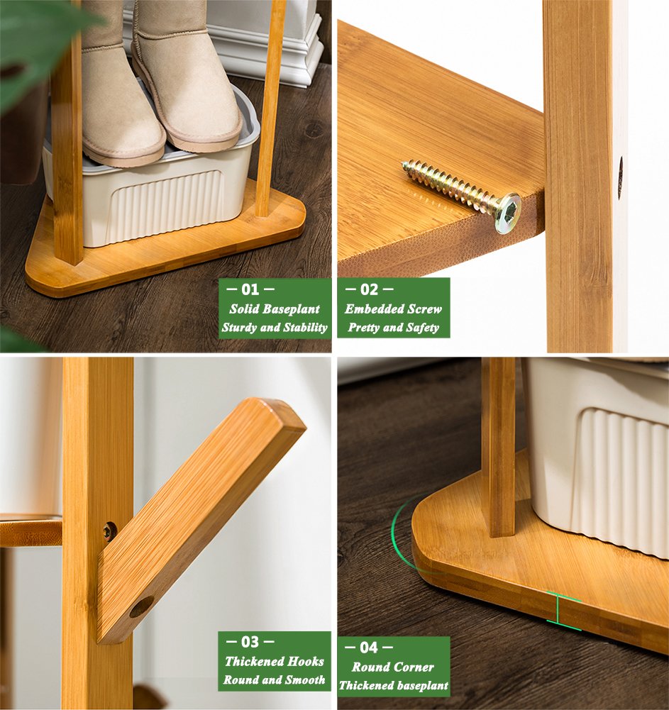 COPREE Bamboo Tree Garment Clothes Coat Hat Umbrella Portable Hanger