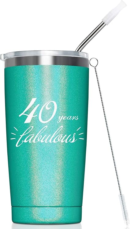 Amazon 40歳の誕生日プレゼント 女性用 断熱ステンレススチールタンブラーカップ 蓋付き 40歳の誕生日プレゼントアイデア 女性 彼女 母 妻 姉妹 叔母 親友 女性 オンス Masgalacc キッチン家電 通販