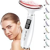 Red Light Therapy for Face & Neck, Face Massager Tool for Anti-Aging, Skin Facial Sculptor, 7-Color LED Phototherapy Device with Lifting, Heat & Vibration, Firming, Rechargeable Beauty Tool