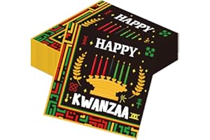 Deorfuy Kwanzaa Party Decorations Tableware, 50PCS Happy Kwanzaa Disposable Paper Napkins Decoration, African Heritage Theme Festival Napkin Decor for African Dinner