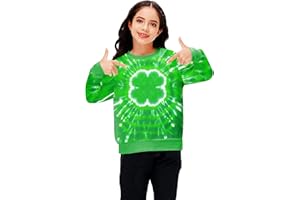 Remimi Unisex Kids Mardi Gras Sweatshirts Irish Clover Pullover Shirts 5-14 Years