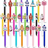 Engrowtic 24 Pcs Book Lover Writing Gifts Book Club Pens Bulk Christmas Cute Ballpoint Retractable Black Ink Books Accessories for Reading Club Party