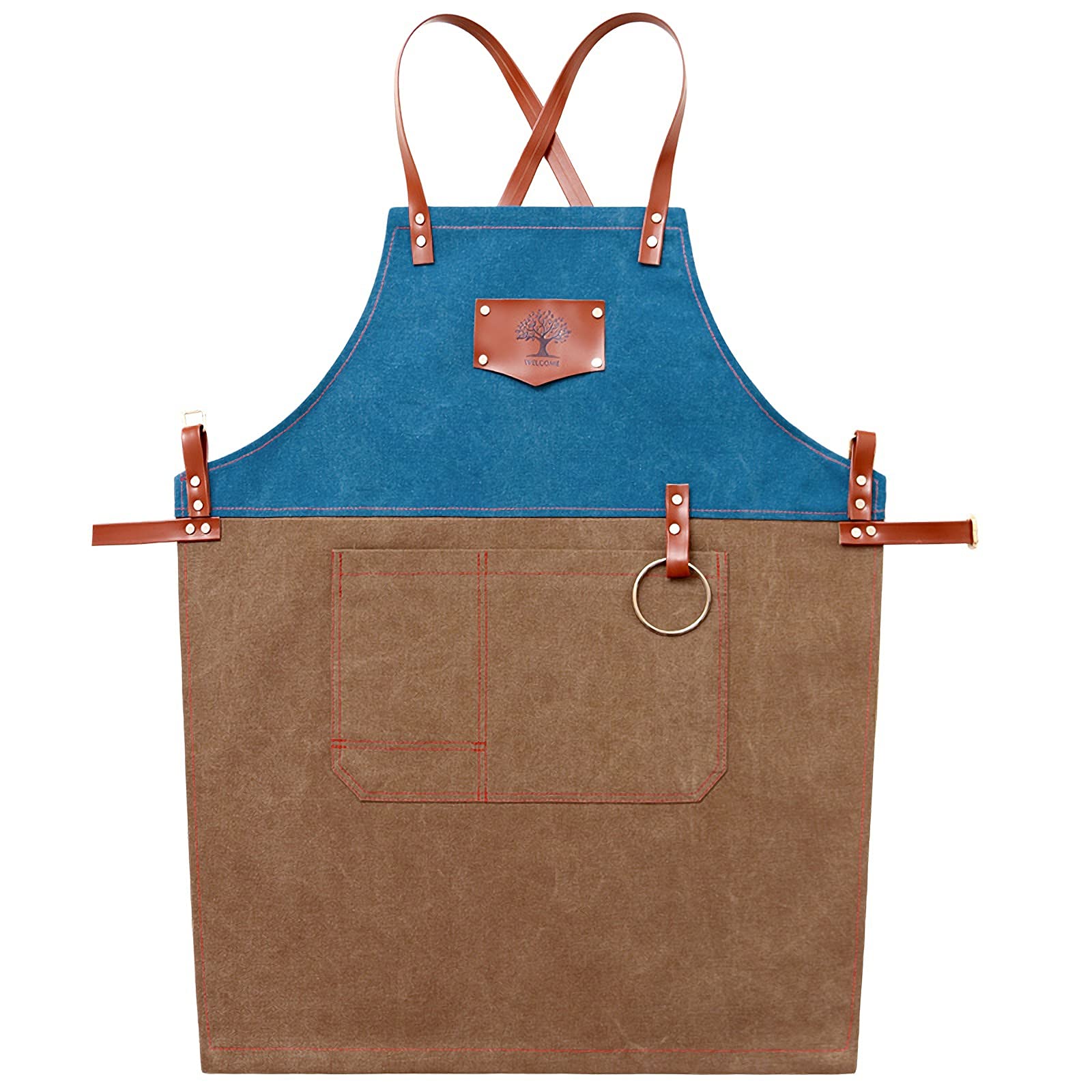 CPTDCL Unisex Restaurant Canvas Aprons Kitchen Barbecue Cooking Apron Bartender Avental Work Uniform Bib (C)