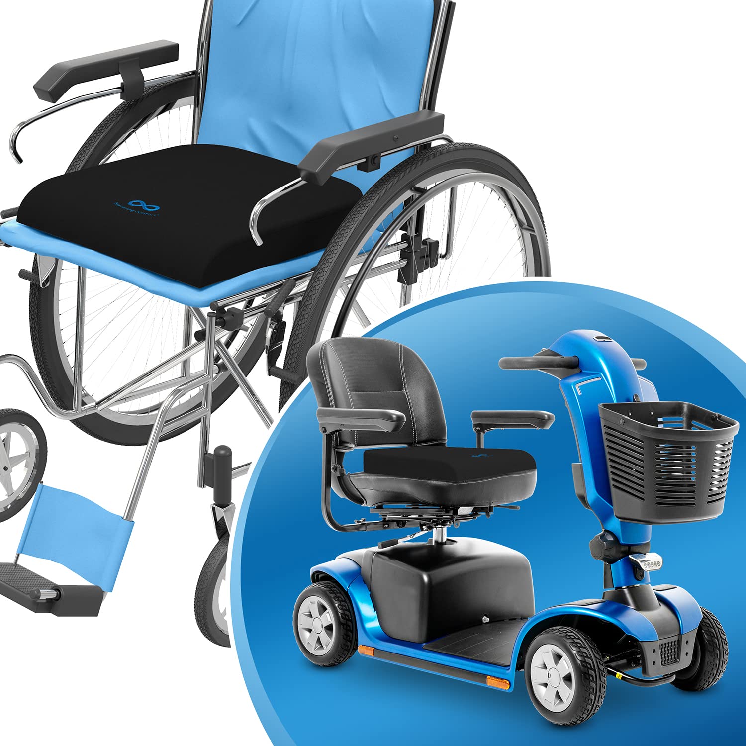 Everlasting Comfort Ventilated Wheelchair Cushions for Pressure Relief - Gel Memory Foam Wheel Chair Seat Cushion Pad for Seniors and Adults & Pain Relief - Soft Non-Slip Cover - Office Accessories