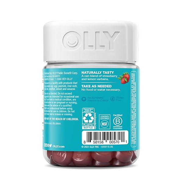 OLLY GOODBYE STRESS GUMMY, GABA, L-THEANINE, LEMON BALM, STRESS RELIEF SUPPLEMENT, BERRY – 42 COUNT