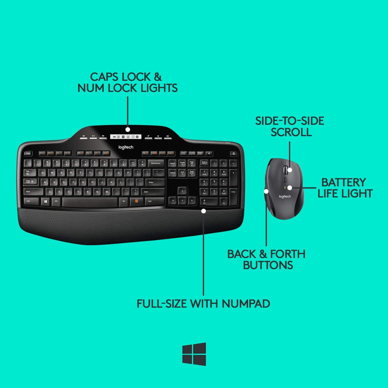 Logitech MK710 Wireless Keyboard and Mouse Combo — Includes Keyboard and Mouse, Stylish Design, Built-In LCD Status Dashboard, Long Battery Life: Electronics