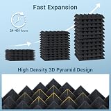 Ohuhu 48 Pack 2x12x12 Acoustic Foam Panels Pyramid with Double Sided Tape view 4