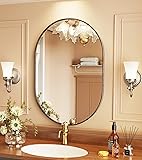 Theosynmir 18x24 Black Oval Mirror, Metal Frame