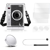Rieibi Accessories for Fujifilm Instax Mini Evo Instant Camera Bundle Includes Clear Case, Lens Cap with Anti-Loss String &amp; Screen Protector
