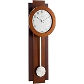 Bulova C3383 Avent Wall Clock | Two-Tone Wooden Case with Slow-Swing Pendulum | Arabic Numerals | Personalization Plate | 23.5" Height