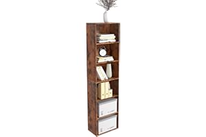 NewBeth Wooden 6 Cube Storage Organizer, Vintage Brown 6 Cube Storage Shelf, 6 Tier Closet Organizers Storage Cubes Display C