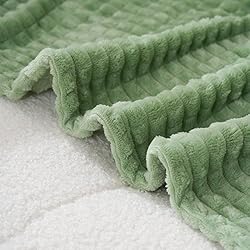 Puncuntex Flannel Fleece Throw Blanket Sage Green