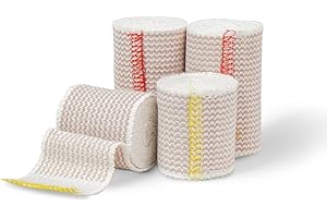D&H MEDICAL Elastic Bandage Wrap – 4 Pack Premium Elastic Bandages with Velcro Closure | 2 Rolls of Each Size (2 Inch x 4.6 Meter & 3 Inch x 4.6 Meter), Compression Bandage for Wrist & Foot Sprains