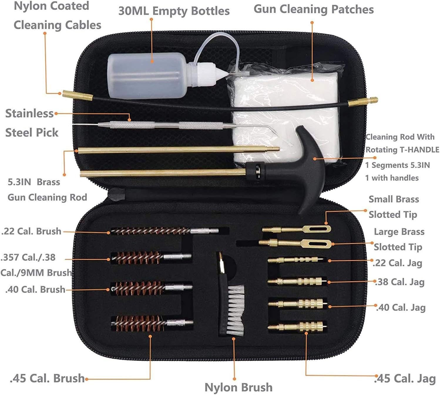 Pro Universal Gun Cleaning Kit, Pistol Caliber  Rifle Shotgun Firearm Cleaner Supplies Set with Portable Case (Black) : Sports & Outdoors