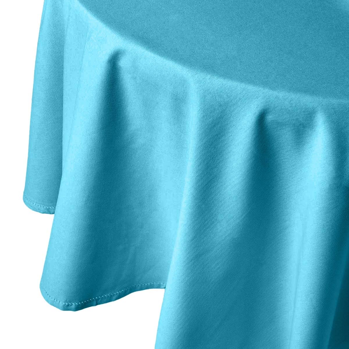 HOMESCAPES Blue Table Cloth, Plain Cotton Round Tablecloth, Handcrafted & Durable Dining Table Cover with Hem Stitch, Hypoallergenic, Washable, 178cm — image 1