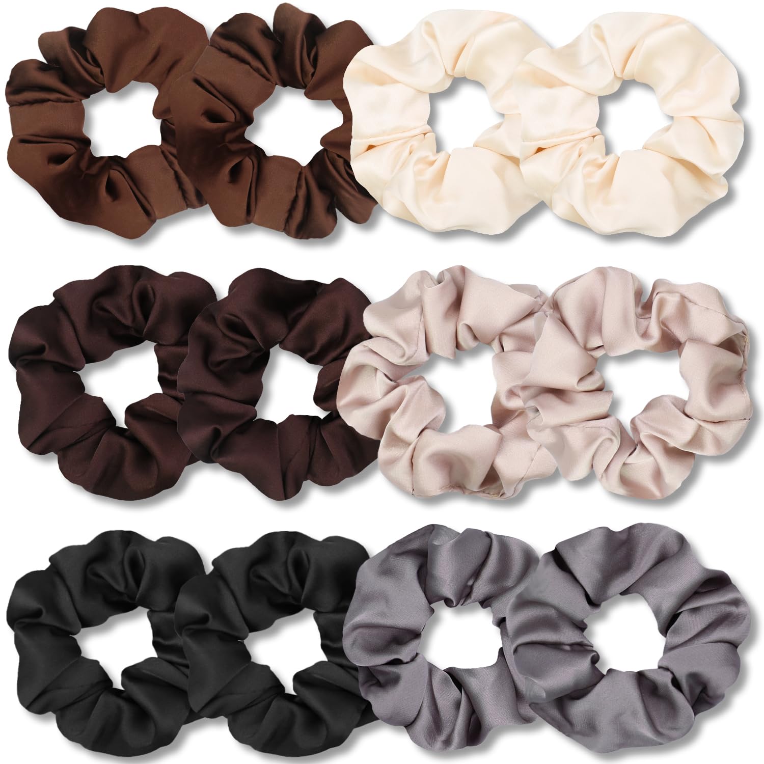 VENUSTE Scrunchies for Women, Premium Satin Softer Than Silk, Bobbles Hair Bands for Women's Hair Accessories, 12 Pack (Neutral Colors)