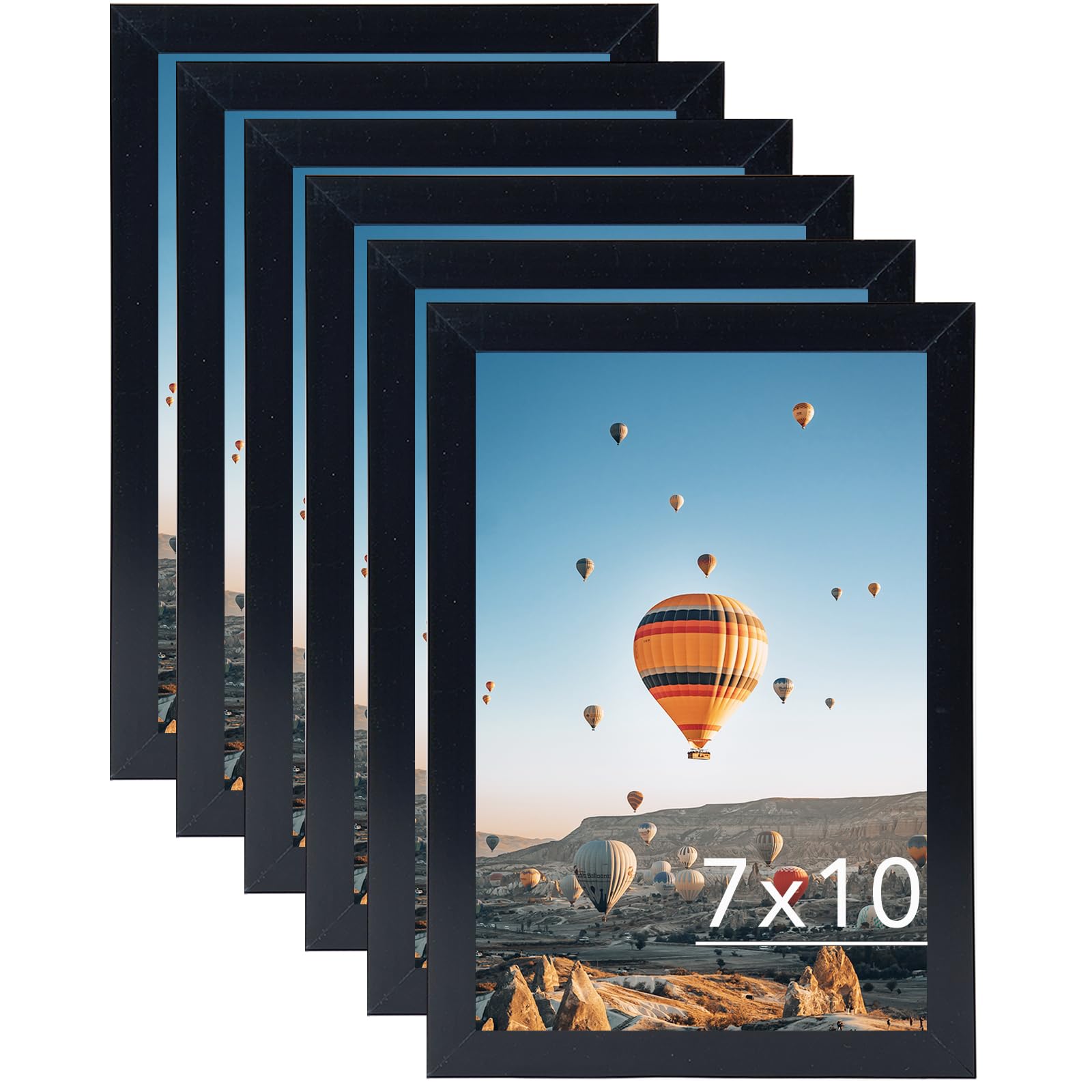 JCJMY 7x10 Picture Frame Set of 6 Black for Wall