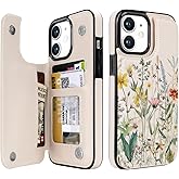 uCOLOR Flip Leather Wallet Case Card Holder for iPhone 11 Women and Girls with Card Holder Kickstand Marble Design Compatible with iPhone 11 6.1 inch (Desert Flowers)