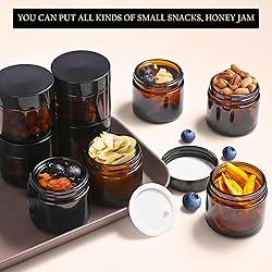 Lil Ray 2 Oz Glass Cream Jars with Black Lid, Empty