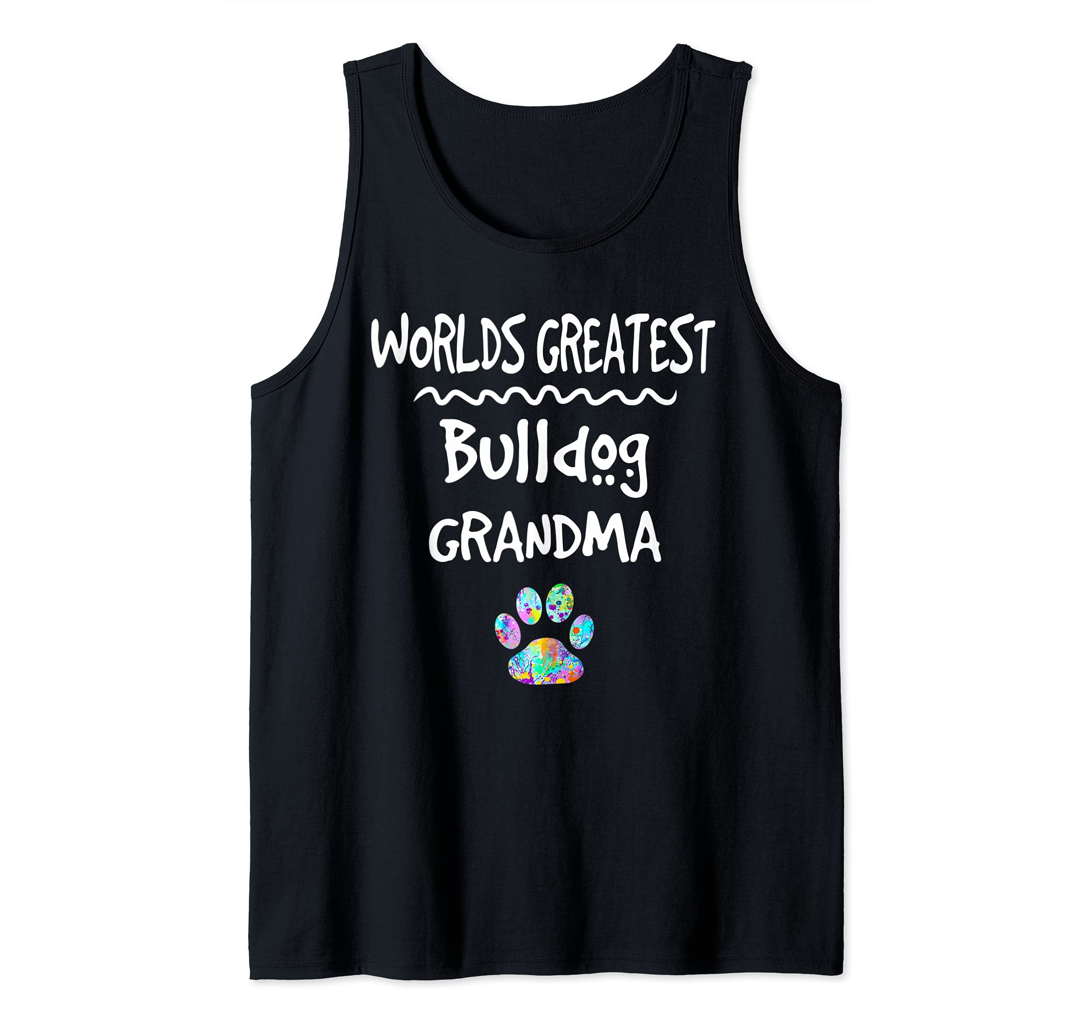 Worlds Greatest Bulldog Grandma Cute Dog Paw Print Pet Love Tank Top