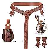 Osznmmg 6 Pcs Medieval Viking Belt Leather Renaissance Medieval Viking Belt with Potion Bottles Pouch Skirt Hikes for Halloween Cosplay