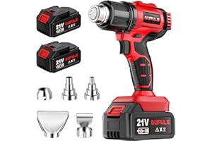 Dufuls Cordless Heat Gun with 2PCS Rechargeable Batteries, 5 Nozzles Heat Gun Kit, Max 1022℉ Hot Air Gun for Shrink Tubing, PVC Wrap, Crafts