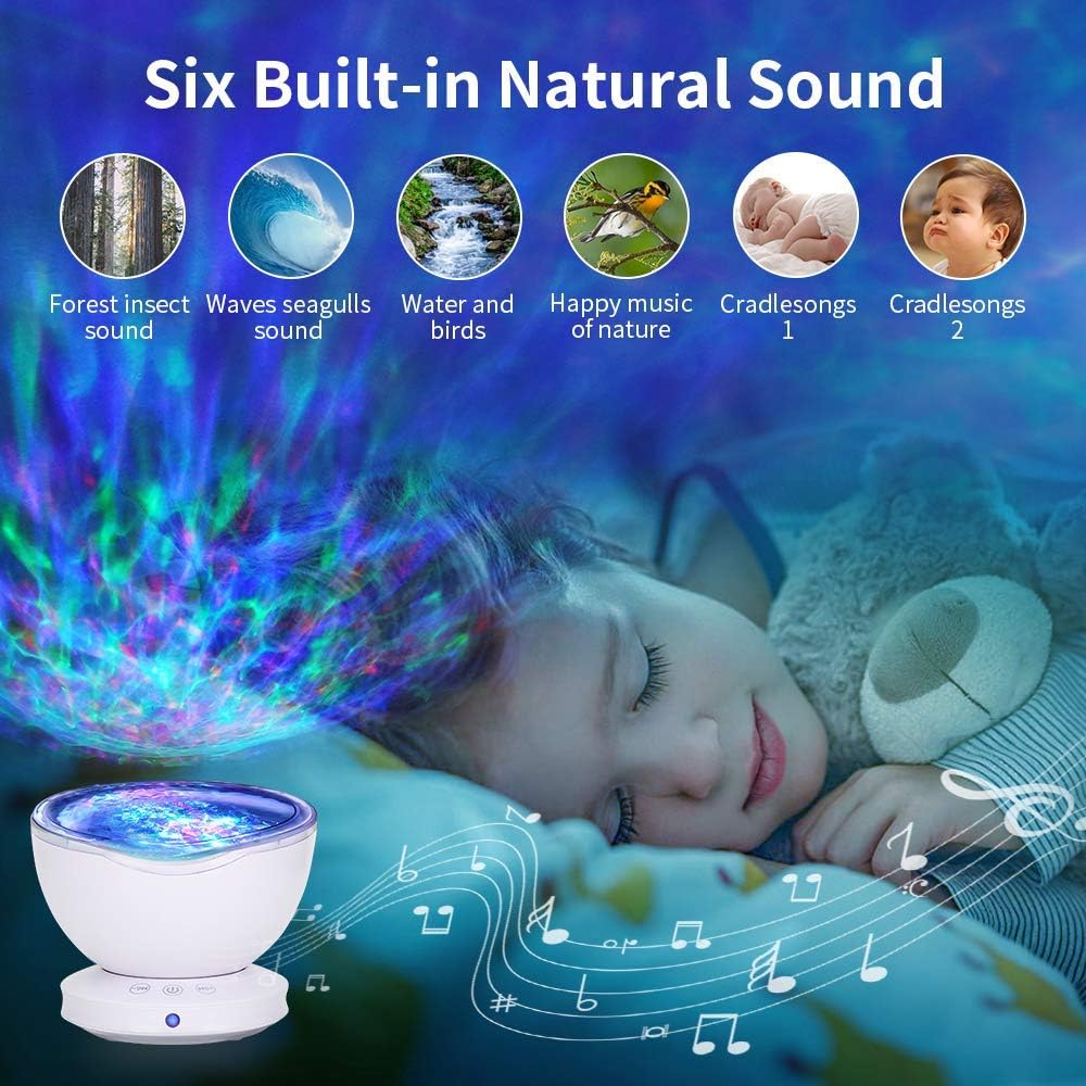 Ocean Wave Projector, GRDE 2020 Newest 12 LED Remote Control Night Light Lamp with Timer 8 Lighting Modes Light Show LED Night Light Projector Lamp for Baby Kids Adults Room Decor Bedroom Living Room - - 