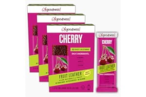 WELLBEE'S Oh Goodness! Fruit Leather Cherry 3 Pack= 18 Count. No Sugar Added, No Preservatives, No Coloring, All Natural