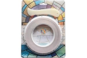 ARTIMUSES 1/4 Inch Silver Backed Copper Foil Tape for Stained Glass,36 Yards (2Rolls)