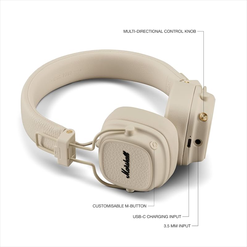 Major V Cuffie Wireless Bluetooth, 100 ore di riproduzione - Crema