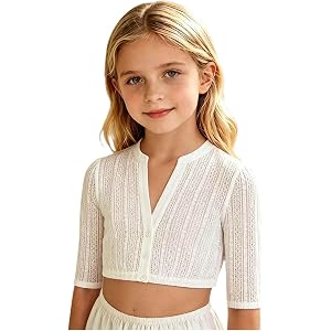 Little Girls Dirndl Blouse Flutter Sleeves Traditional Blouse Floral Embroidered Long Sleeve Button Top Shirt