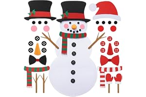 Fairooth DIY Felt Christmas Snowman Set with 33 Pcs Detachable Ornaments Large Snowman DIY Decorations Christmas Door Wall Hanging Xmas Gifts for Xmas Winter Holiday Party Home Decorations