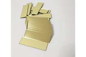Rectangle Mirror Mosaic Tiles, Glass Small Rectangle Craft Mirrors,Mosaic Real Mirror Glass Tiles 60pcs (Yellow Gold)