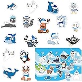 FYSUIMU 405Ps Winter Polar Animal Stickers Snowflake Arctic Penguin Polar Bear Cartoon Animals Reward Stickers Winter Self-Adhesive Decals for Christmas Holiday Party Cards DIY Gift Decor, 20 Sheets