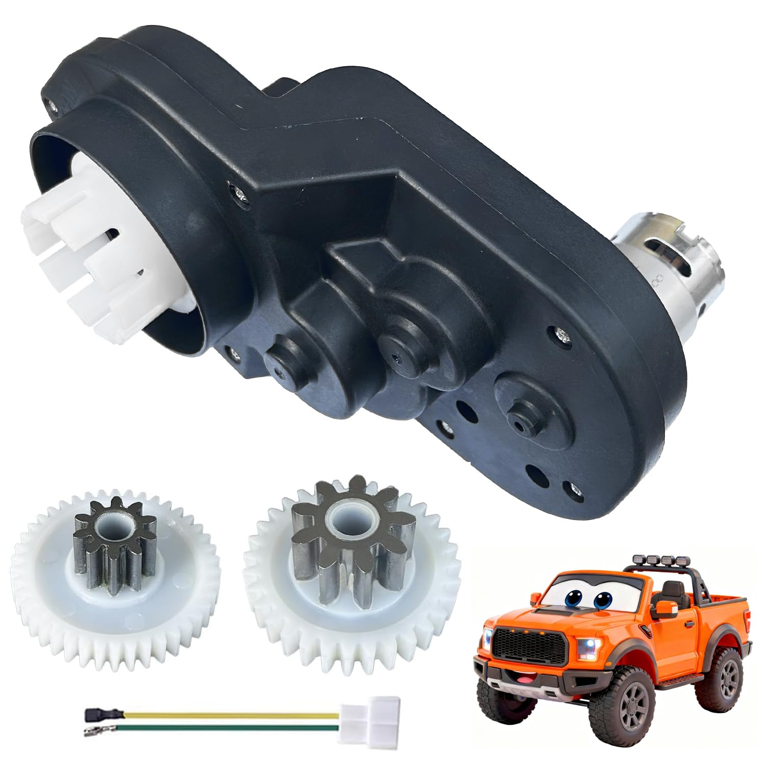 Photo 1 of 12 Volt RS550 35000RPM High-Speed Motor Gearbox for Power Wheels Kid's Ride On Toys Car Upgrade,12V Motor Replacement Ford Raptor F150/Done Race/Derica Off-Road/Kawasaki/Wrangle