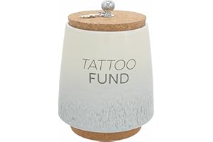Pavilion - Tattoo Fund 6.5-inch Unique Ceramic Piggy Bank Savings Bank Money Jar with Cork Base and Cork Lid, Ombre Gray