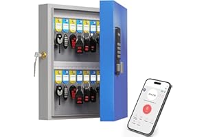 WeHere 32 Key Lock Box (Plus) Wall Mount, APP Bluetooth/OTP/Wi-Fi/Fixed Code/Key Unlock, Smart Key Cabinet with Tag, Key Organizer Holder box Management Directory for Office, Valet, Car,Truck