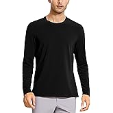 CRZ YOGA Men's Lightweight Pima Cotton Long Sleeve T-Shirts Loose Fit Fashion Casual Workout Tees
