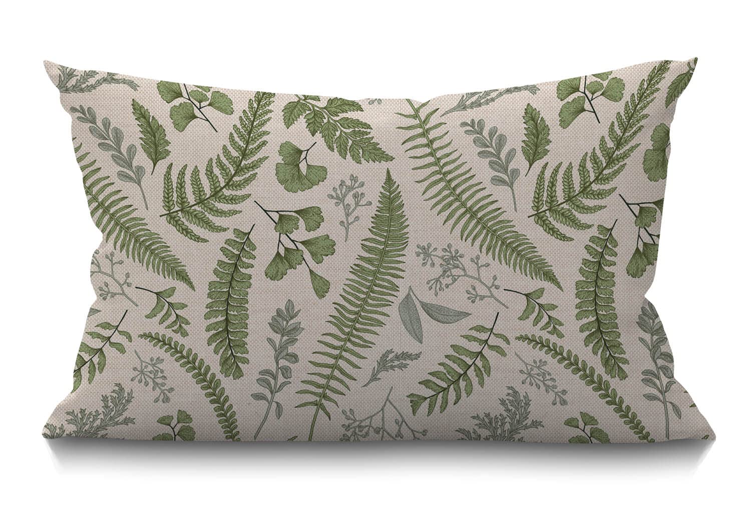 Leaves Cushion Cover Outdoor Linen Pillowcase Green Leaves and Fern Pattern Throw Pillow Cover 30cm X 50cm Hippie Decorative Oblong Lumbar Pillow Case for Livingroom Sofa Bed ,30x50cm 12x20 Inch