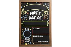 GSM BRANDS First Day Last Day of School Double Sided Sign with Frame (Reusable Dry Erase Board for Liquid Chalk Markers - 9.17" x 13.27")