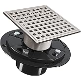 Yaseingoo 4 Inch Square Shower Drian with ABS Flange-SUS 304 Stainless Steel & CUPC Certified Shower Floor Drain-Removable Gr