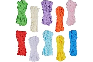 GORGECRAFT 10 Colors 54.6Yds/50M RIC Rac Trim Ribbon Zig Zag Fabric Wave Sewing Bending Fringe Trim 3/16 inch~3/8 inch(5~8.5mm) Wide Braids Cords Embellishments for Flower Making Wedding Lace Craft