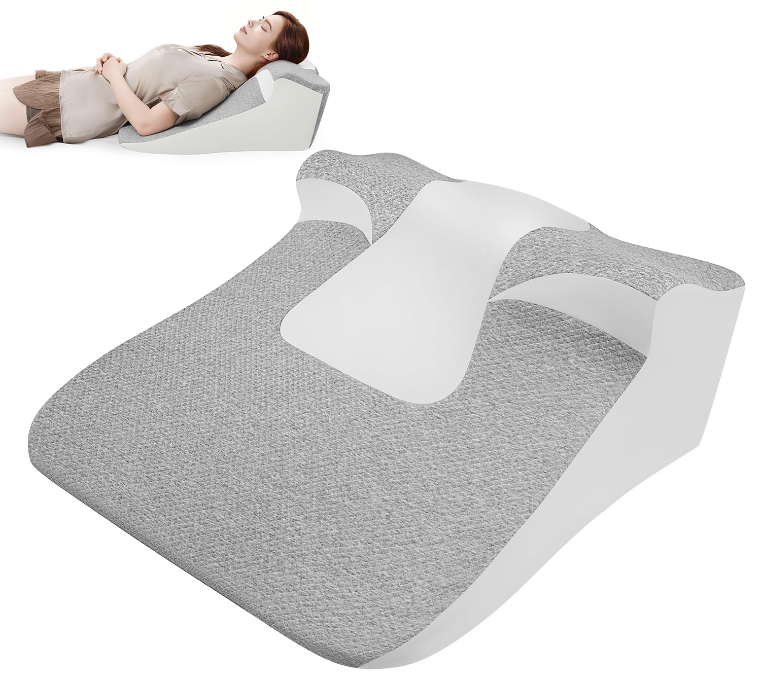 Photo 1 of LiebKomfon Bed Wedge Pillow for Sleep Apnea, Acid Reflux & Snoring Relief - Post-Surgery Recovery Pillow with Ergonomic 3-in-1 Certified Memory Foam for Back, Neck & Head Support