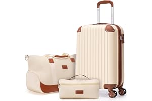 Cosbarn Carry On Luggage Sets 3 Piece, 20 Inch Luggage 22x14x9 Airline Approved with Wheels and TSA Lock, ABS Lightweight Hardshell Travel Suitcase Set with Duffel Bag Travel Bag for Men Women